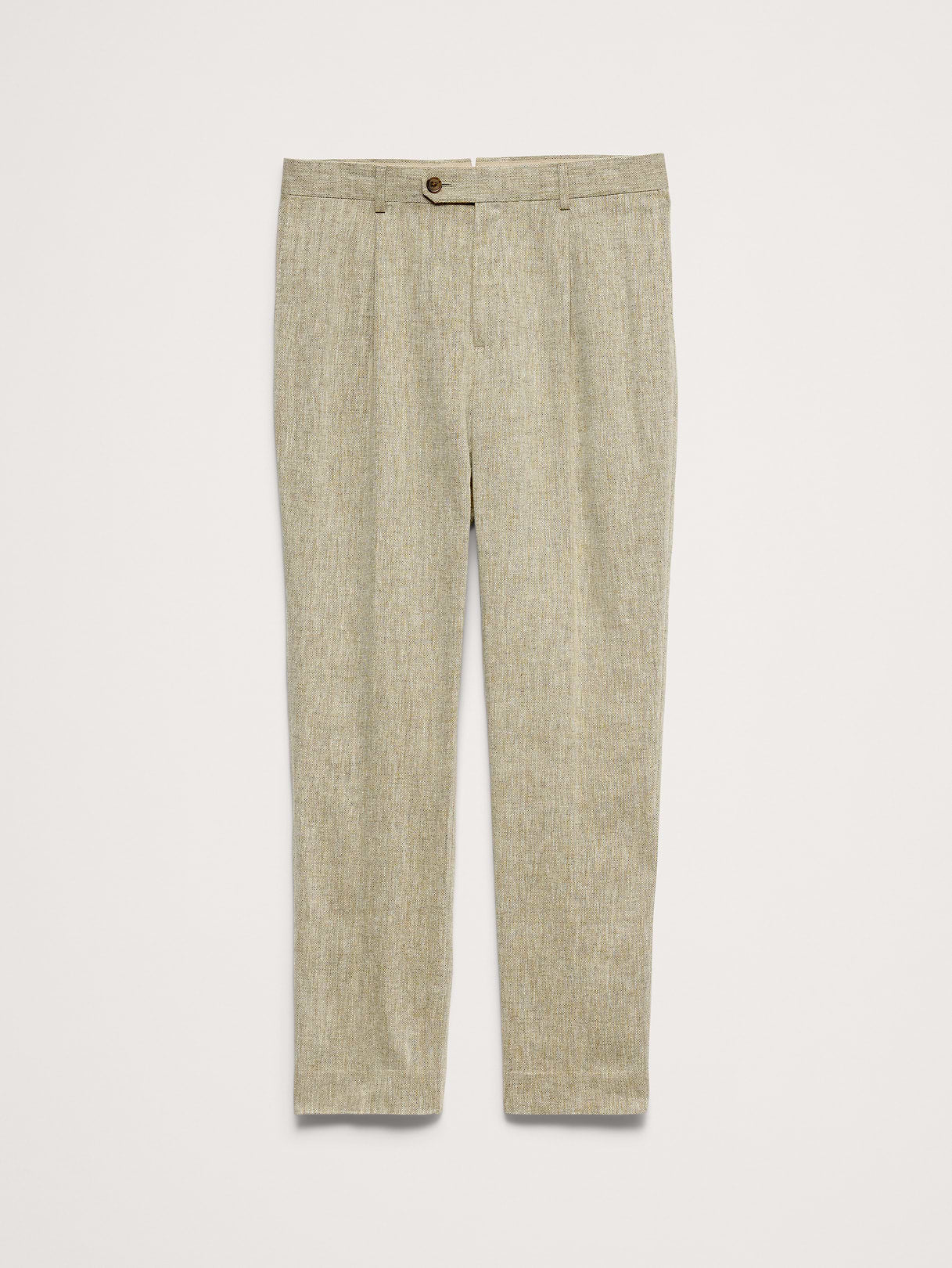 Tailored Slim-Fit Green Linen-Cotton Suit Pant - Cabana Green