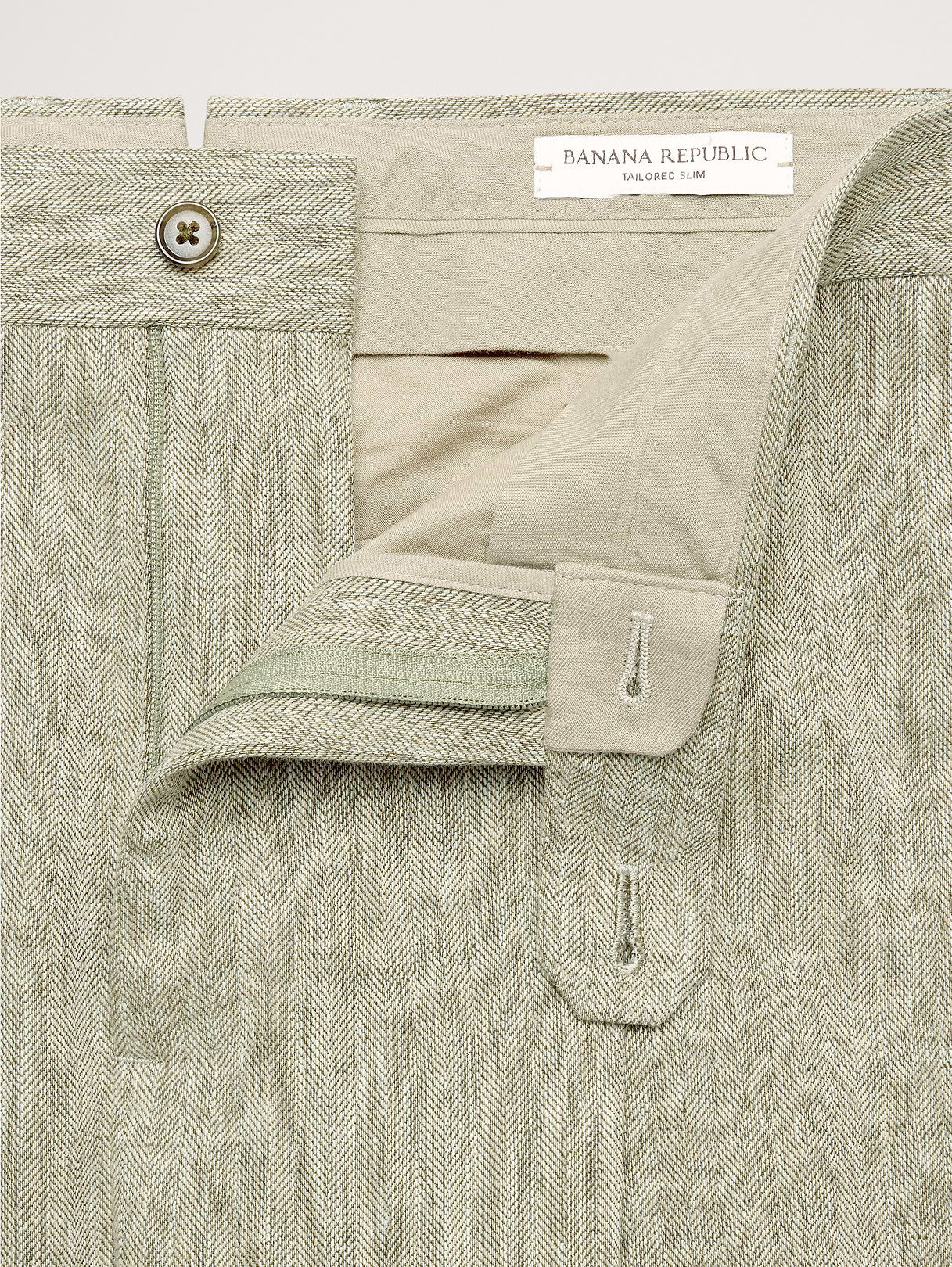 Tailored Slim-Fit Green Linen-Cotton Suit Pant - Cabana Green