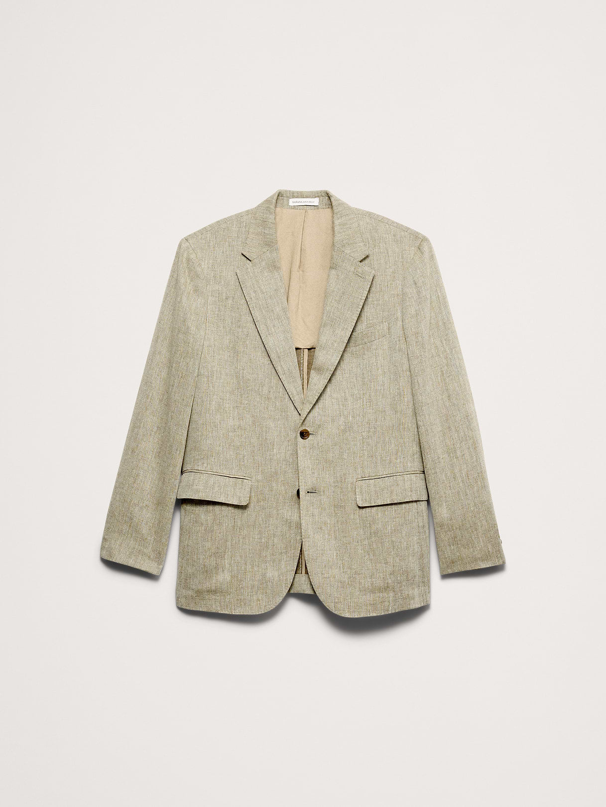 Tailored Slim-Fit Green Linen-Cotton Suit Jacket - Cabana Green