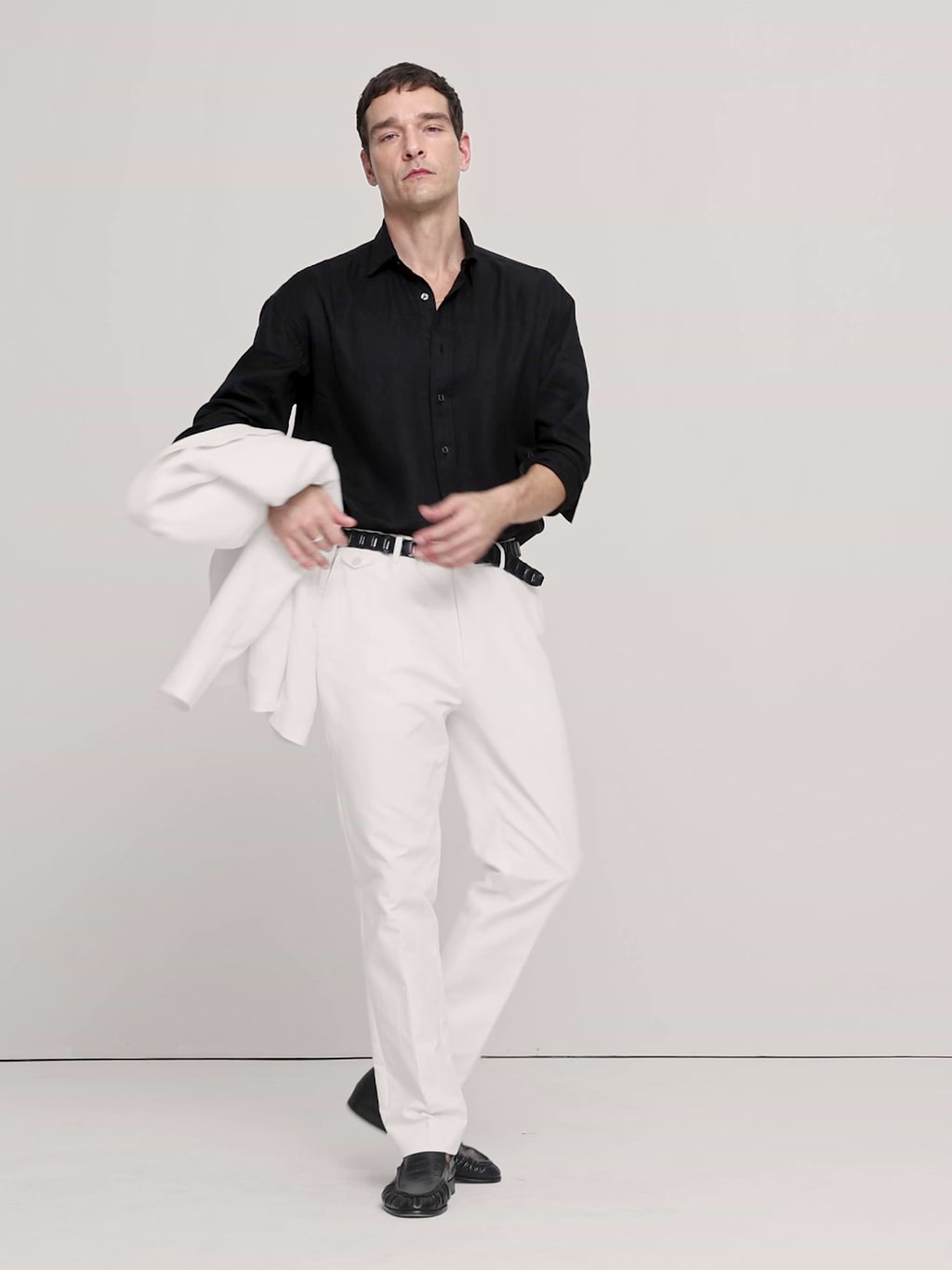 Tailored Slim-Fit Italian Cotton-Linen Suit Pant - Ivory