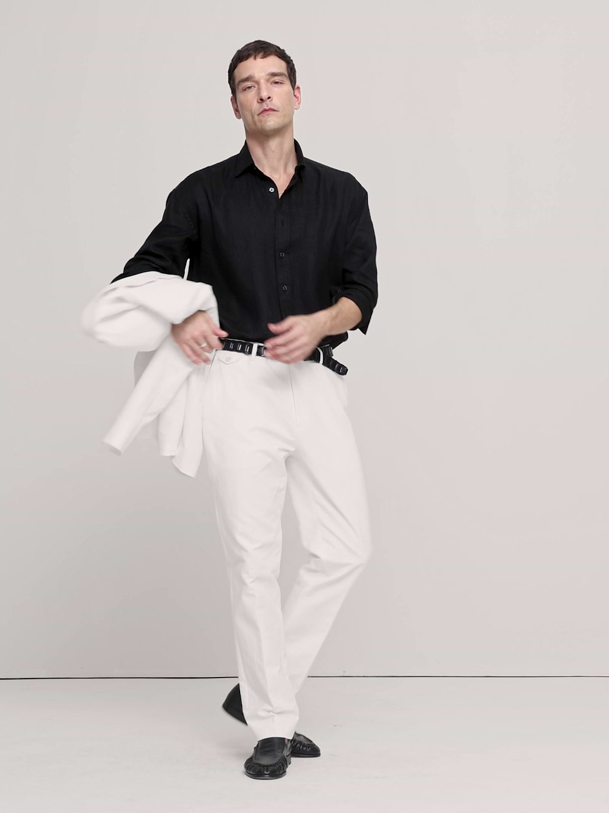 Tailored Slim-Fit Italian Cotton-Linen Suit Pant - Ivory