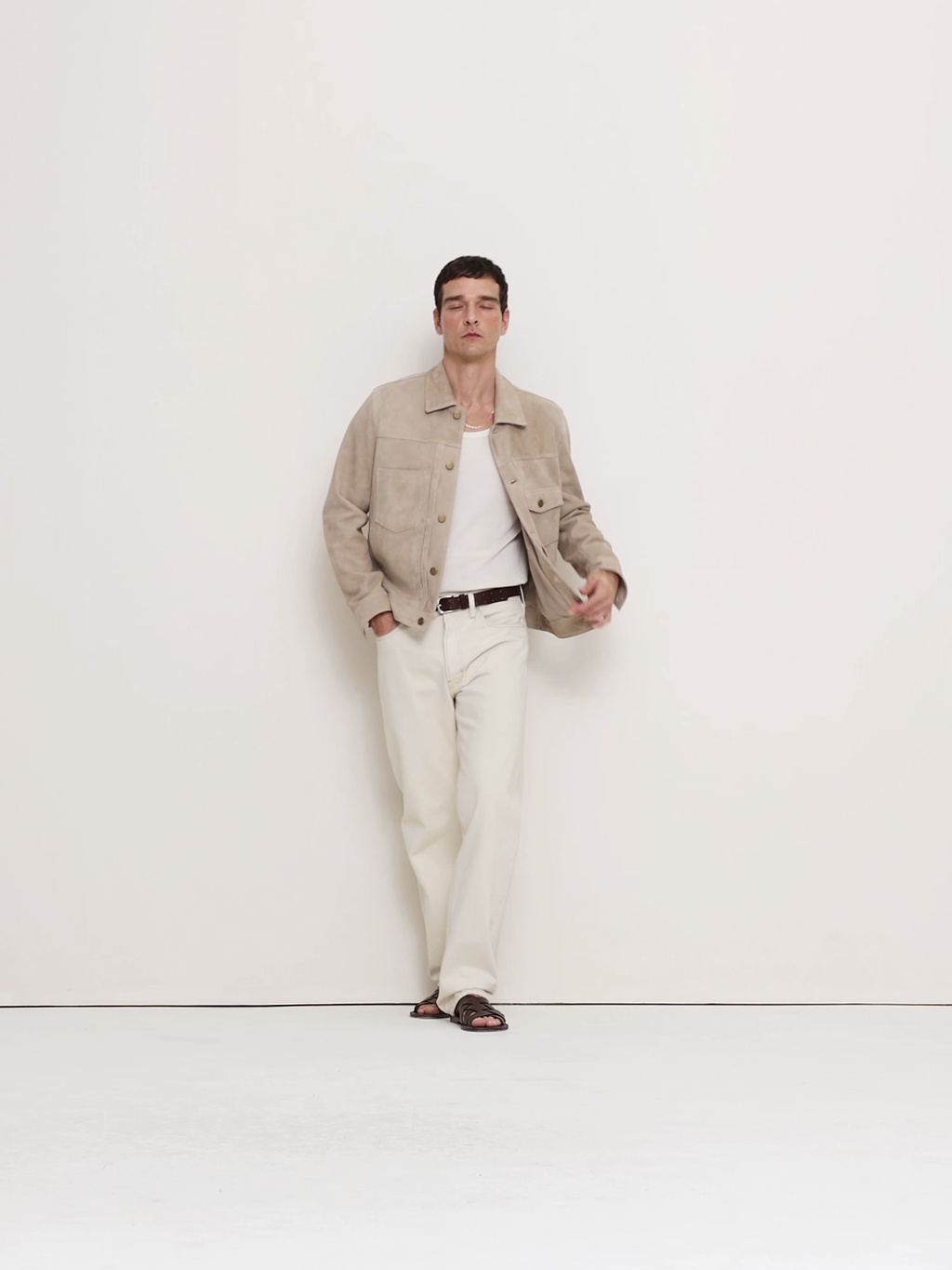 Suede Trucker Jacket - Tan