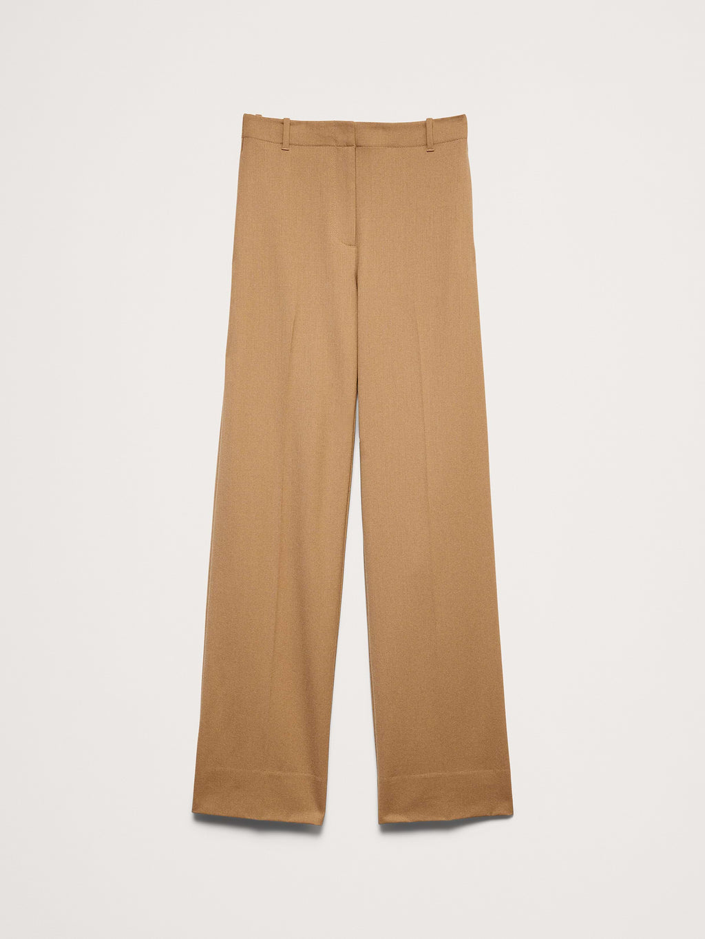 Ultra High-Rise Modern Straight Italian Lightweight Wool Pant - Camel Beige