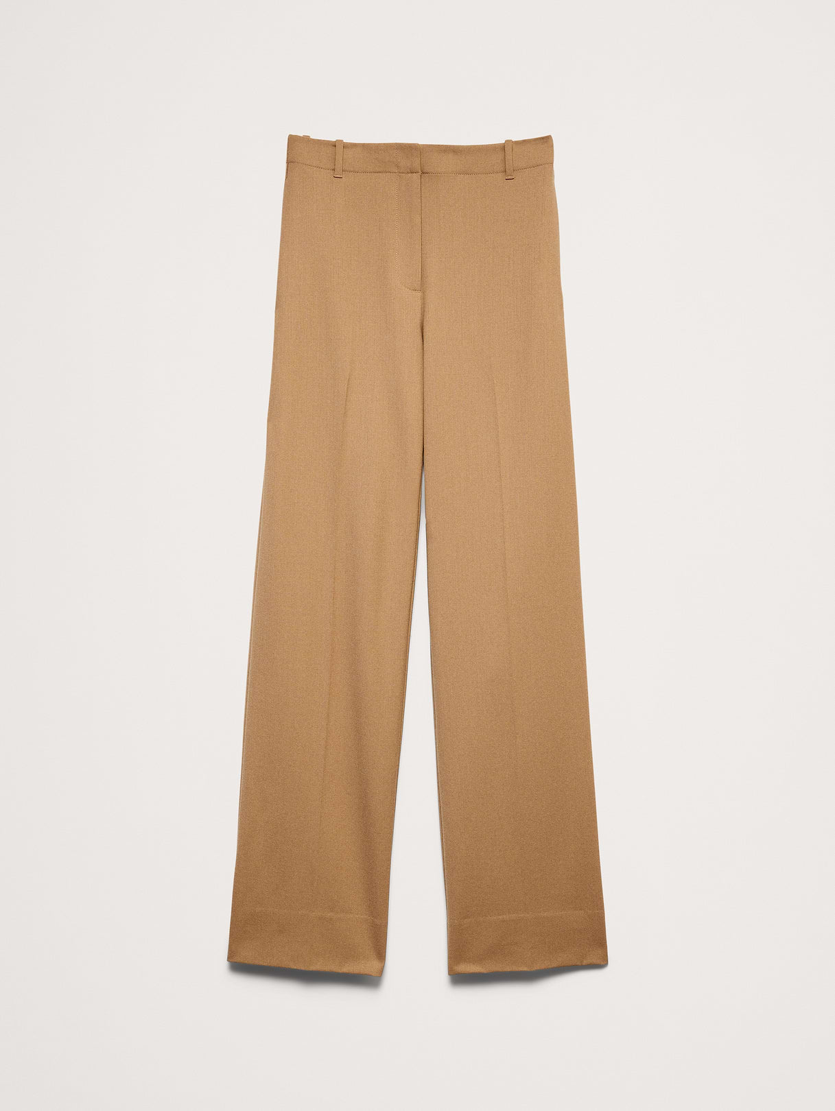 Ultra High-Rise Modern Straight Italian Lightweight Wool Pant - Camel Beige