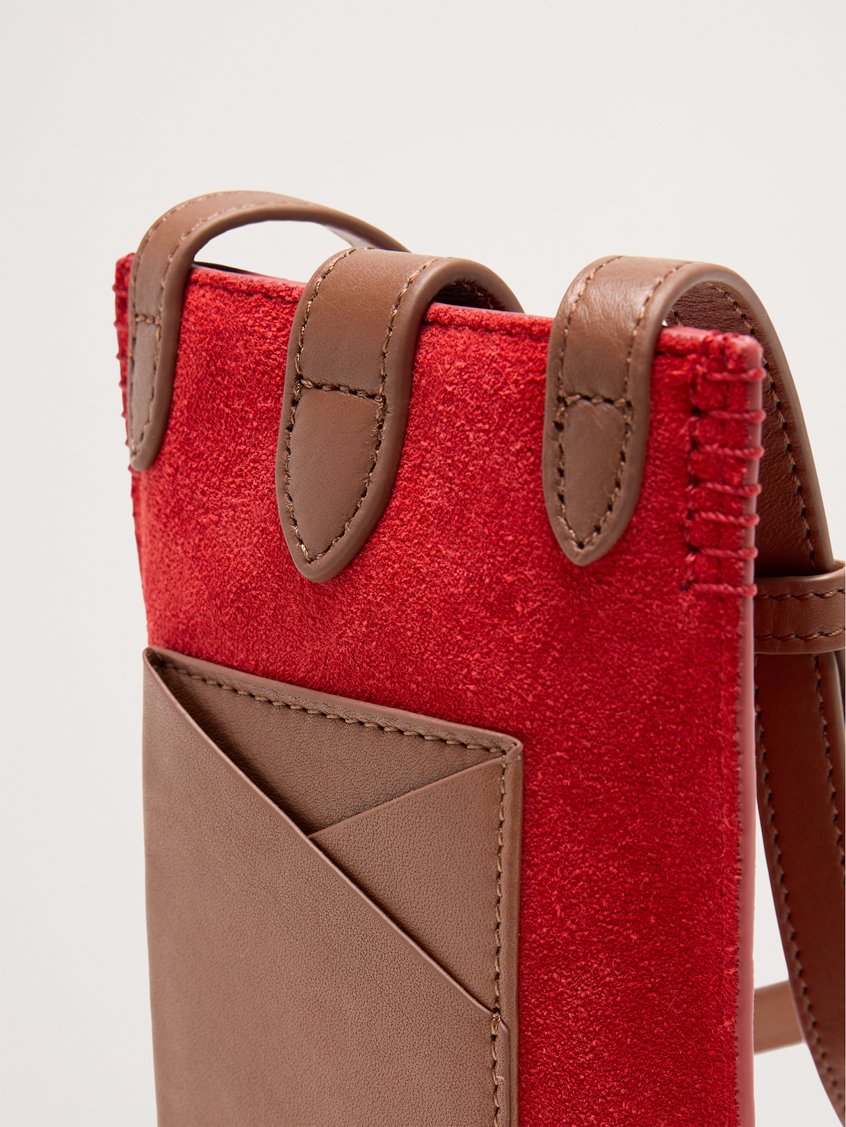 Crossbody Pouch - Red Suede