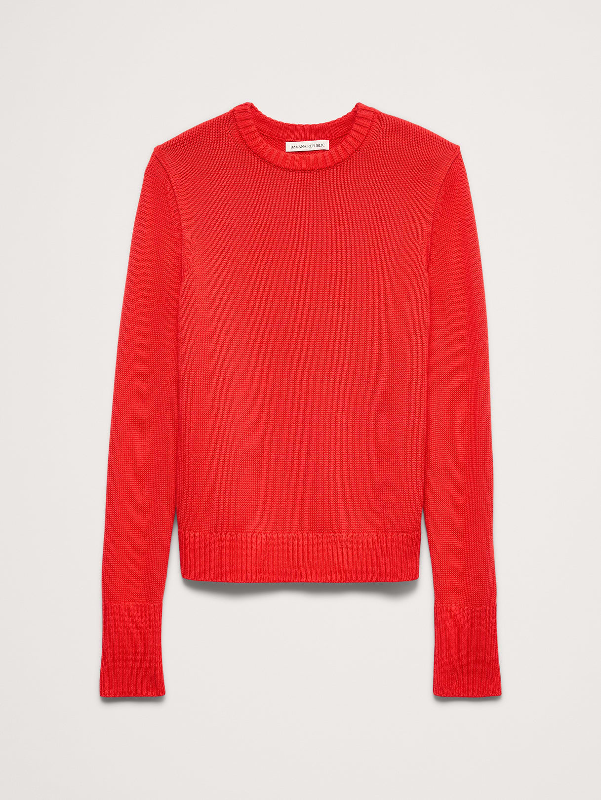 Cotton-Silk Crew-Neck Sweater - Hot Red