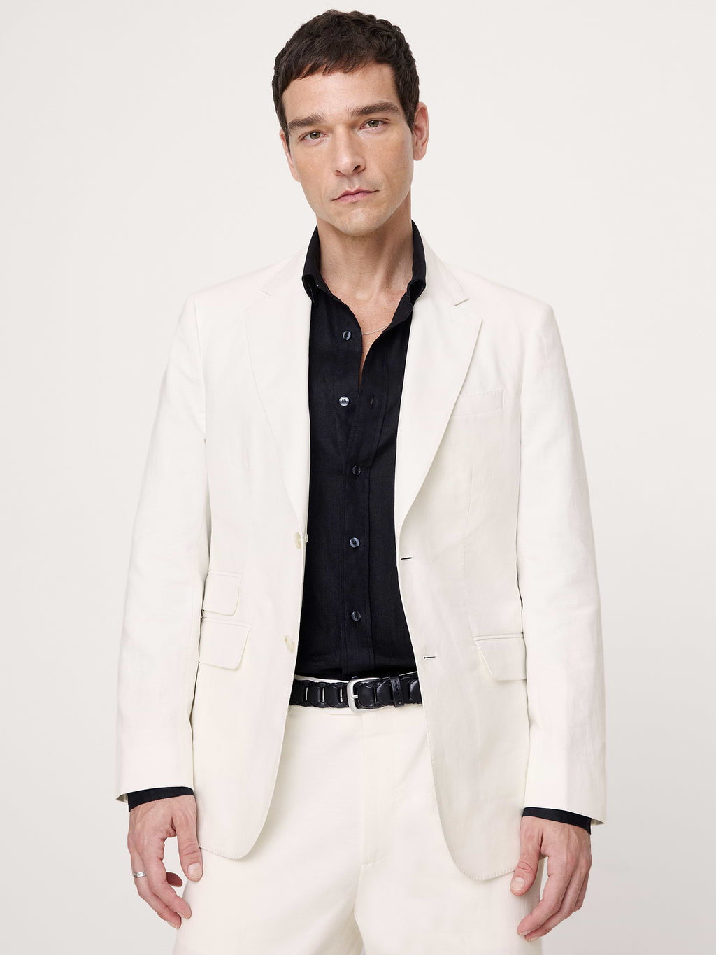 Tailored Slim-Fit Italian Cotton-Linen Suit Jacket - Ivory