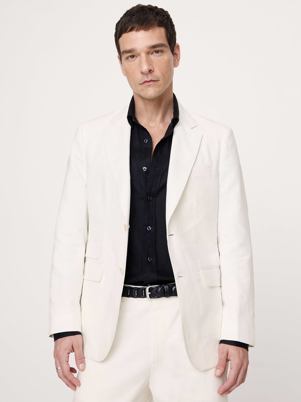 Tailored Slim-Fit Italian Cotton-Linen Suit Jacket - Ivory