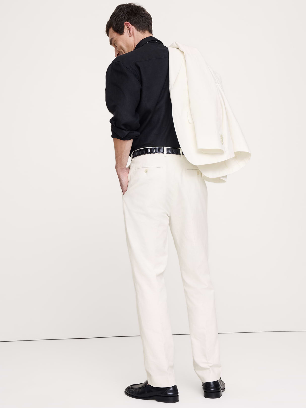 Tailored Slim-Fit Italian Cotton-Linen Suit Pant - Ivory