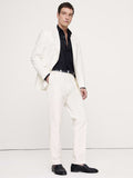 Tailored Slim-Fit Italian Cotton-Linen Suit Pant - Ivory
