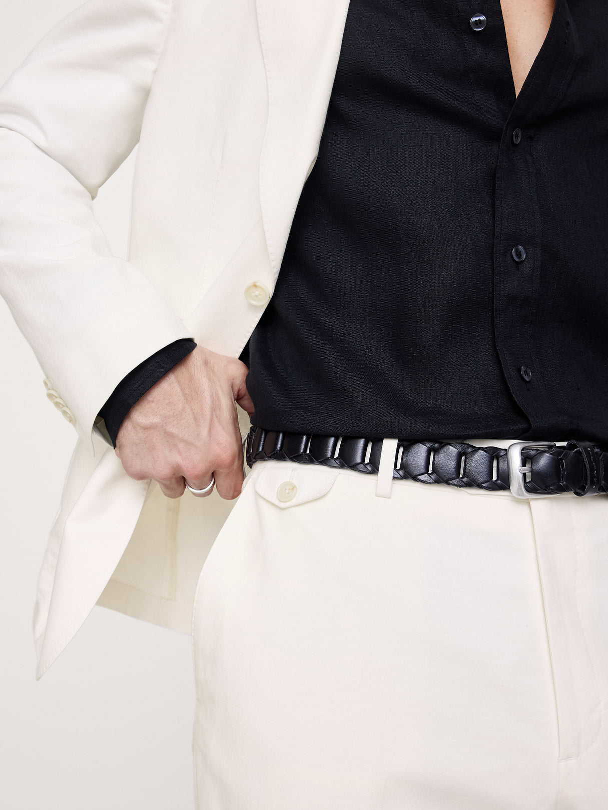 Tailored Slim-Fit Italian Cotton-Linen Suit Pant - Ivory