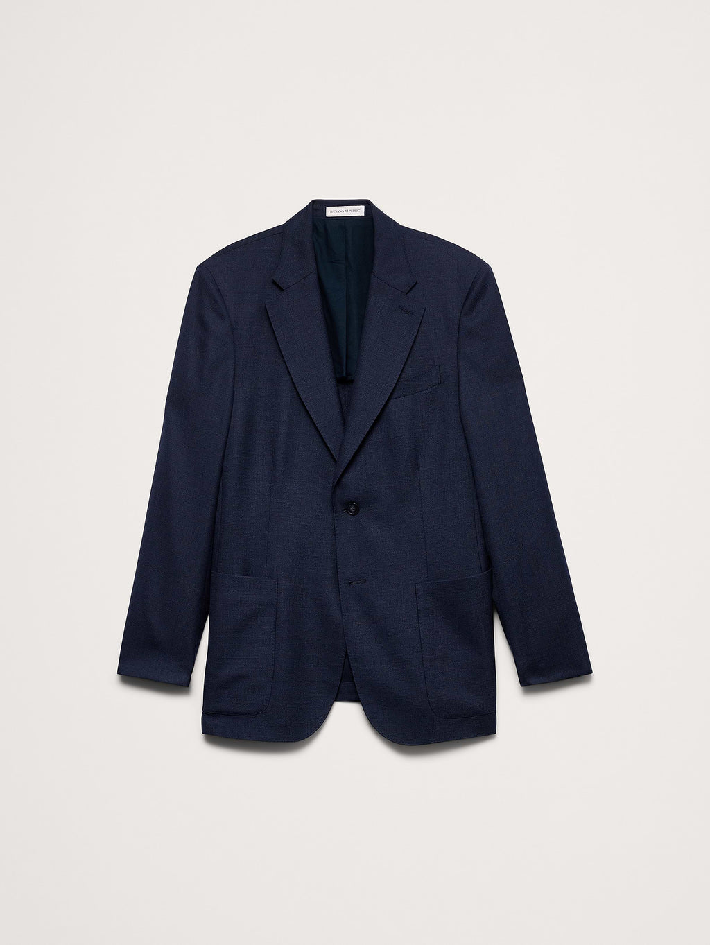 Tailored Slim-Fit Italian Wool Ventile Suit Jacket - Navy Blue
