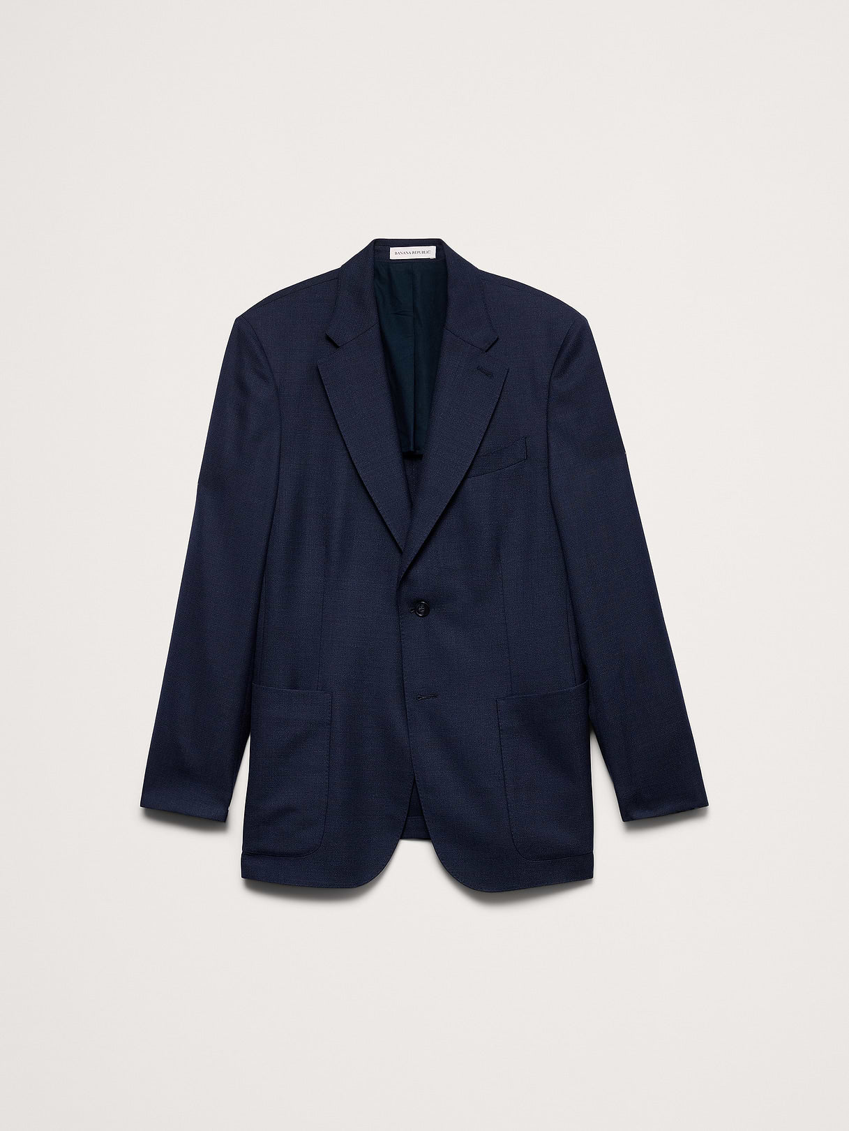 Tailored Slim-Fit Italian Wool Ventile Suit Jacket - Navy Blue