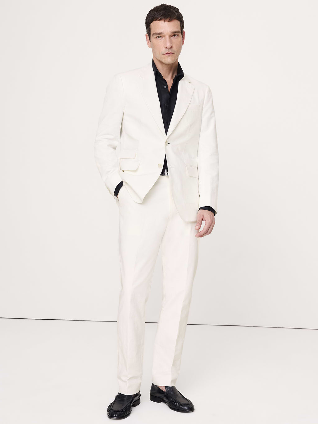 Tailored Slim-Fit Italian Cotton-Linen Suit Pant - Ivory