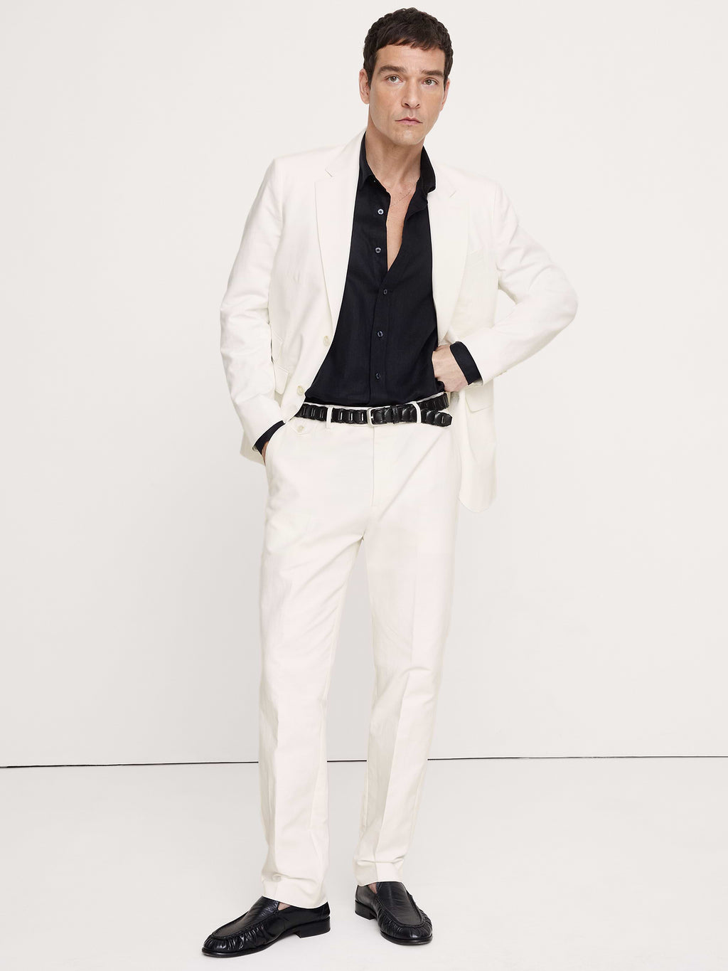 Tailored Slim-Fit Italian Cotton-Linen Suit Jacket - Ivory