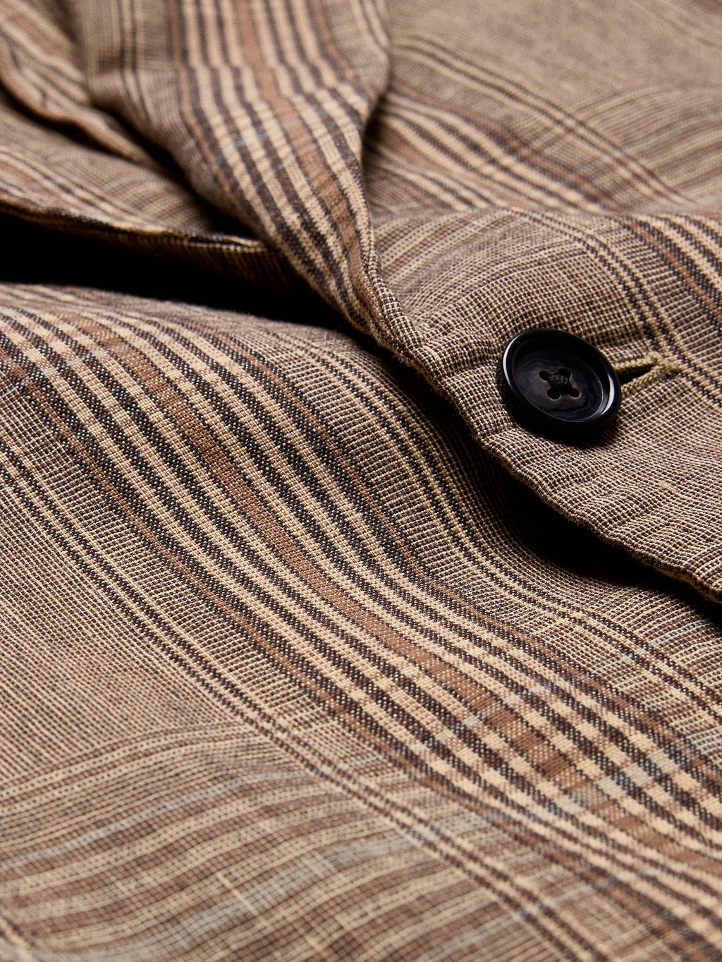 Italian Plaid Cotton-Linen Blazer - Brown Plaid