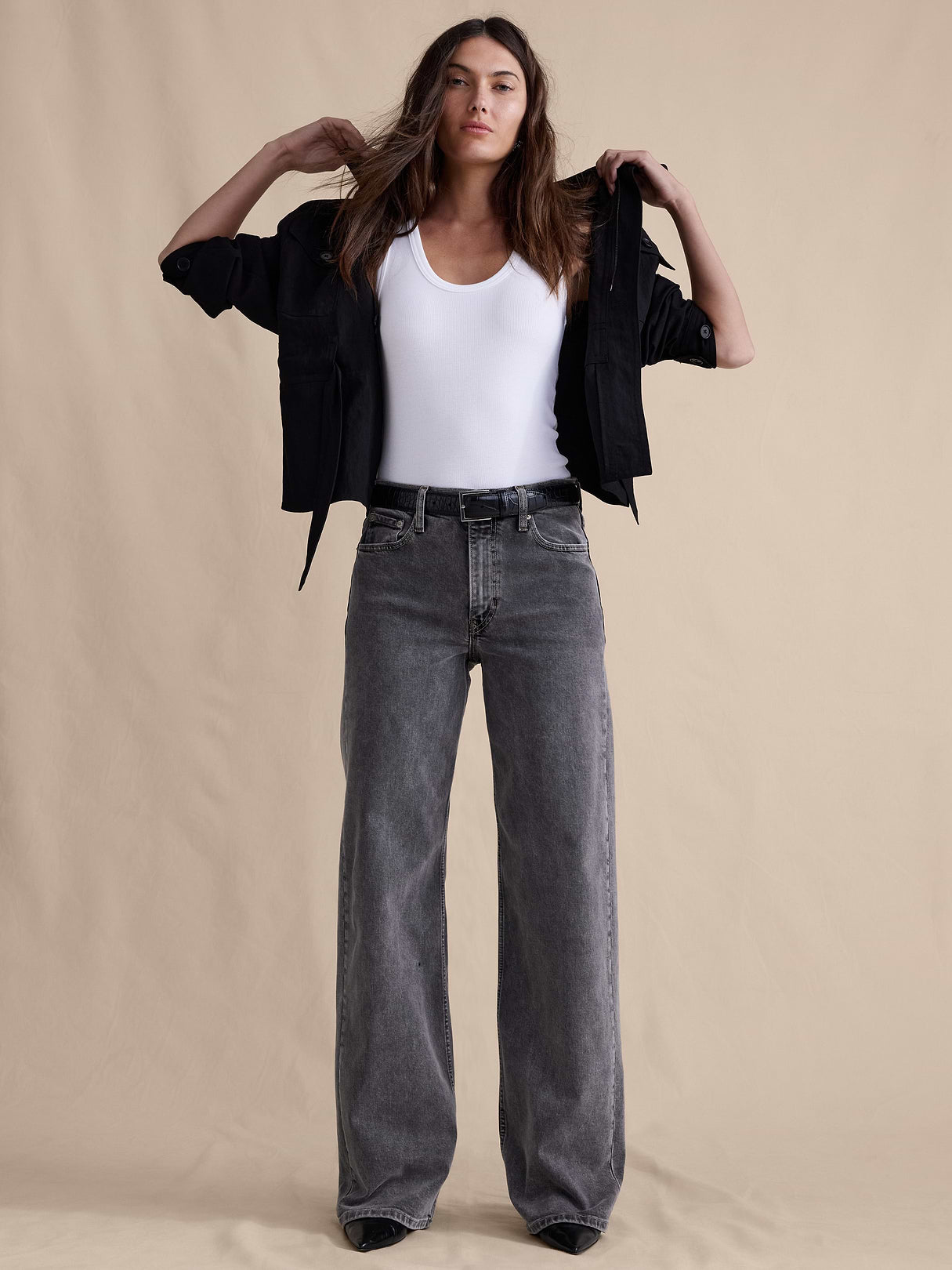 The Icon Classic Wide-Leg Jean - Medium Gray Wash