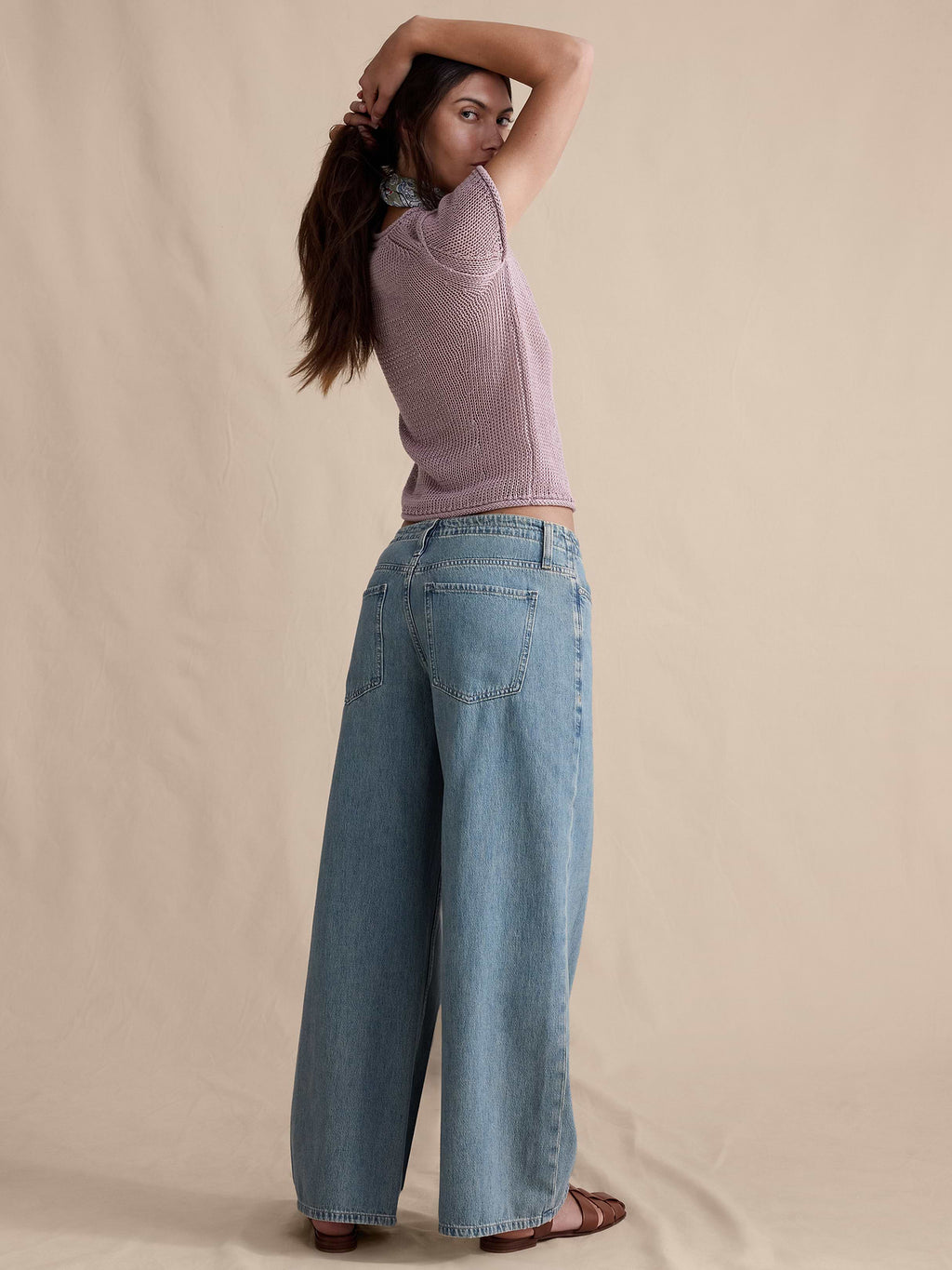 Mid-Rise Wide-Leg Drawstring Jean - Medium Wash