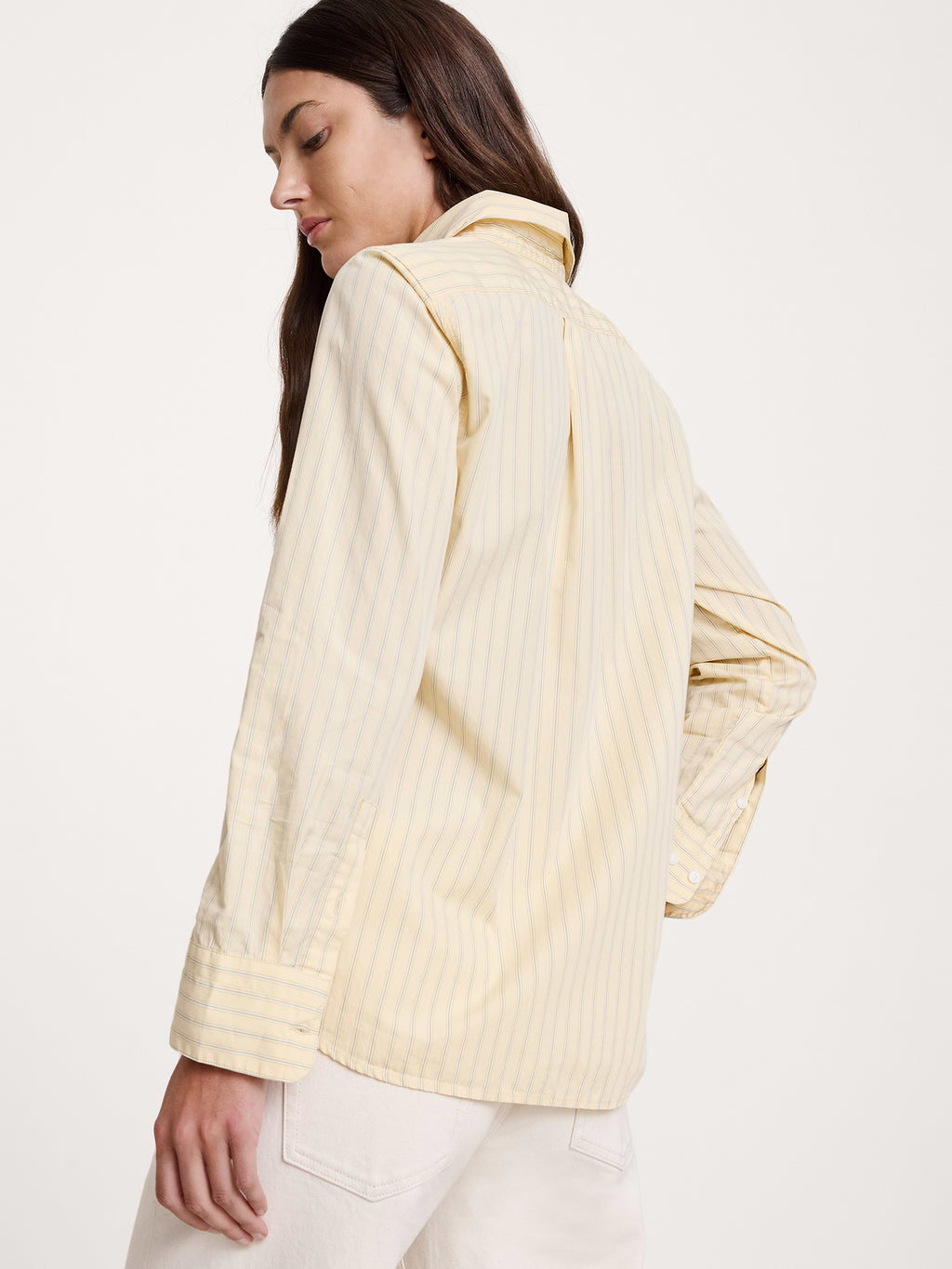 The Everyday Shirt in Cotton Poplin - Yellow Stripe