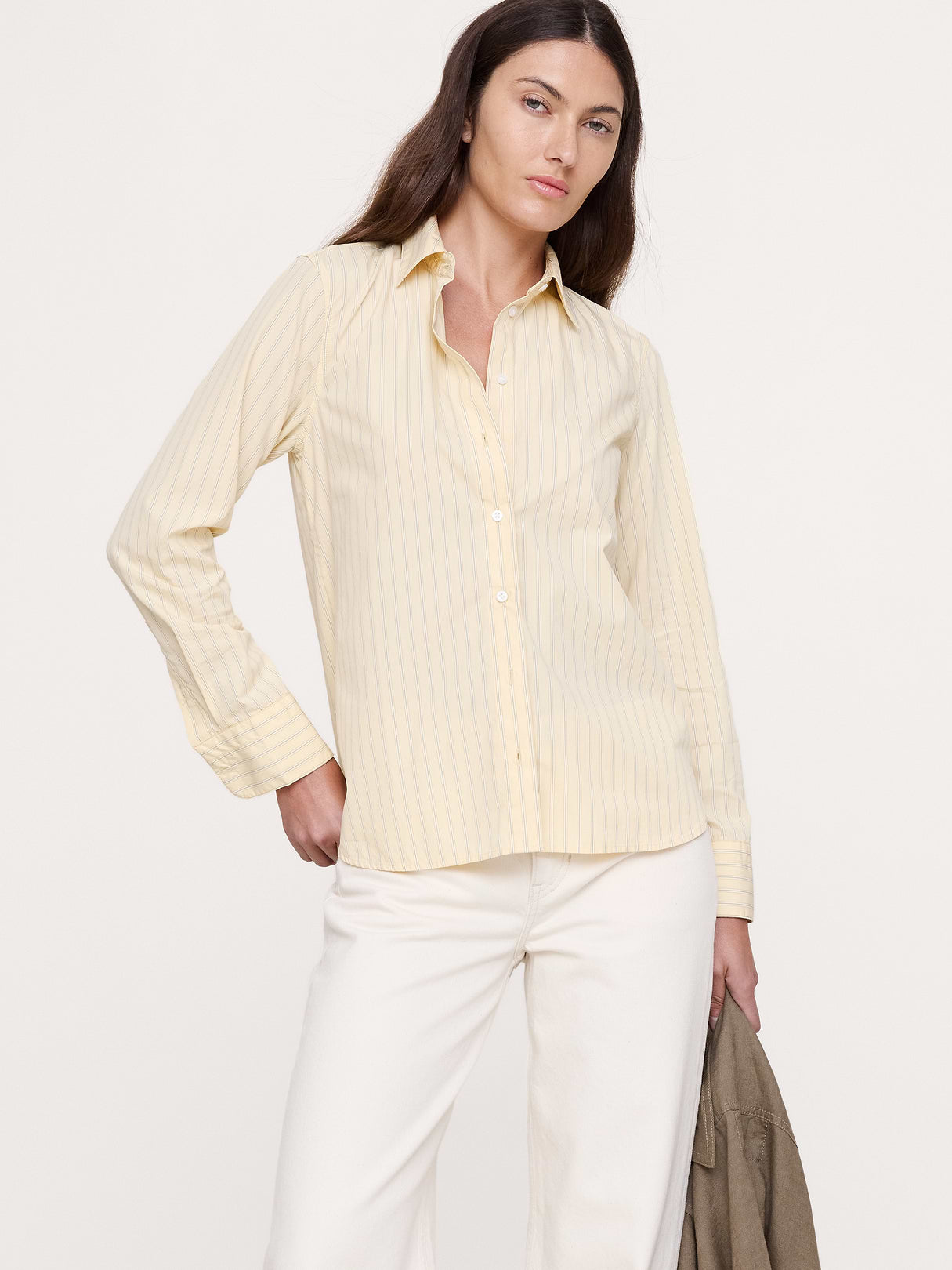 The Everyday Shirt in Cotton Poplin - Yellow Stripe