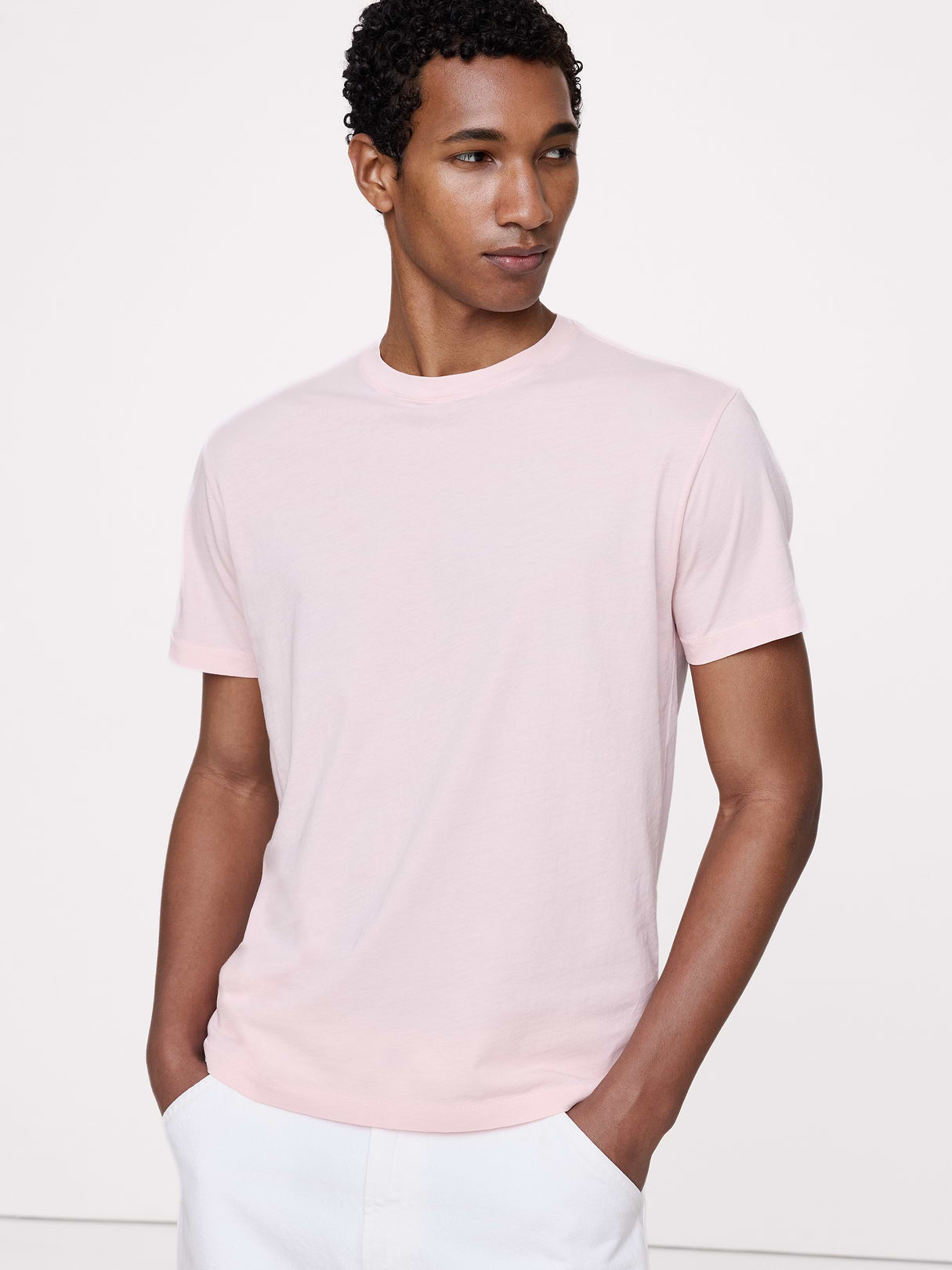 Lightweight Cotton Crew-Neck T-Shirt - Icy Pink