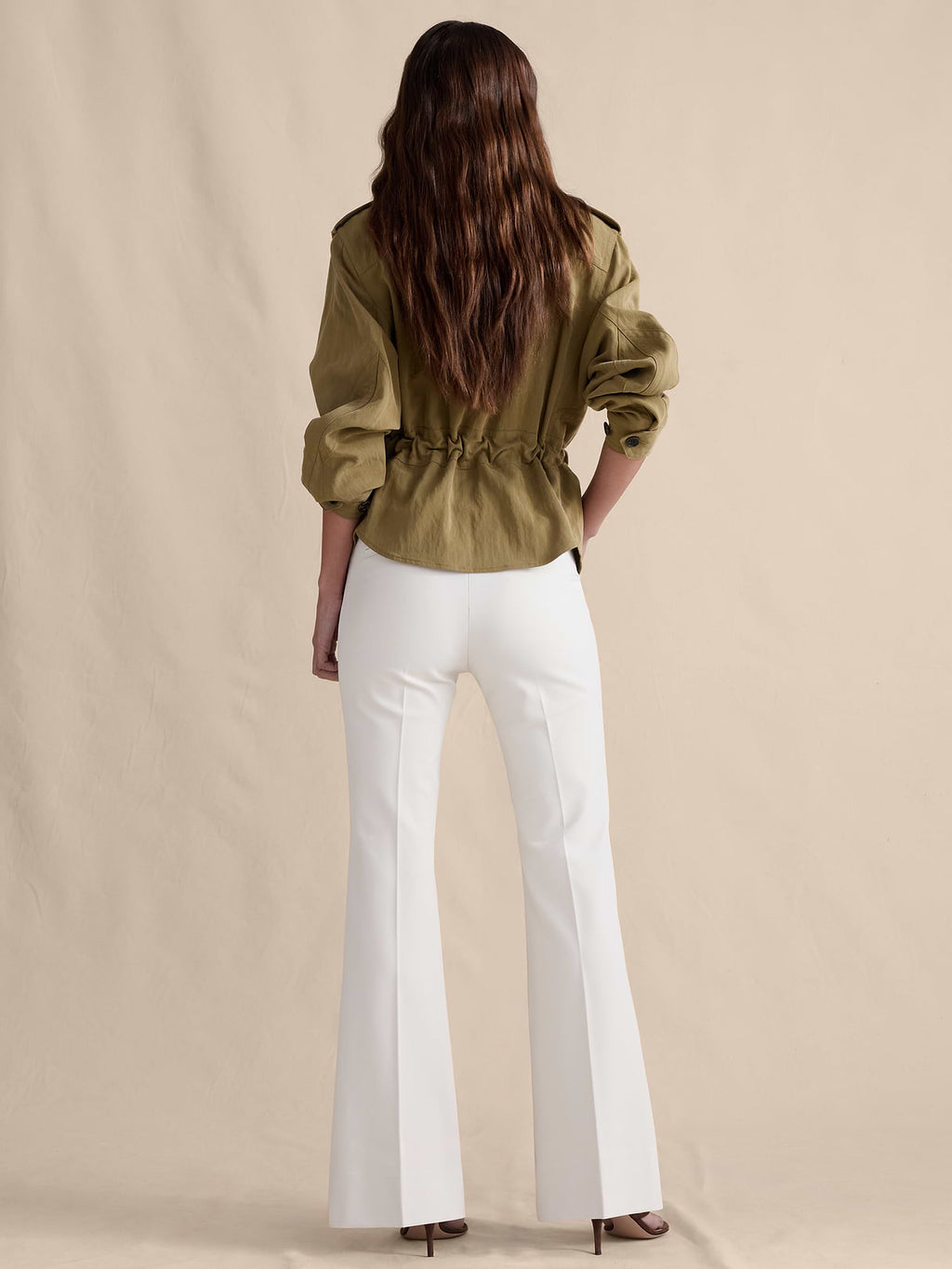 High-Rise Modern Flare City Stretch Pant - Cream White