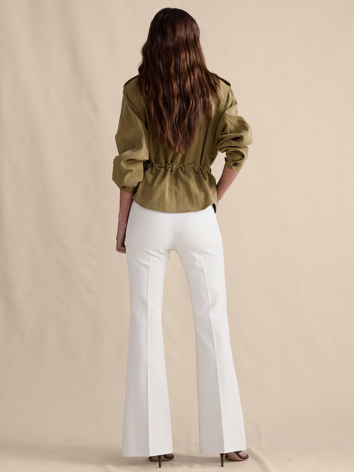 High-Rise Modern Flare City Stretch Pant - Cream White