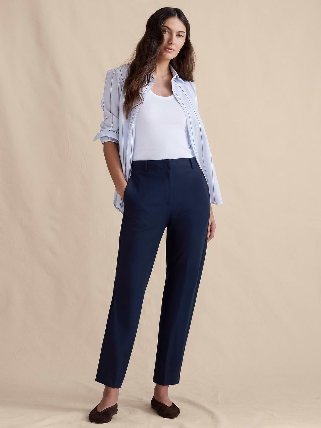 Ultra High-Rise Modern Slim City Stretch Ankle Pant - Navy Blue