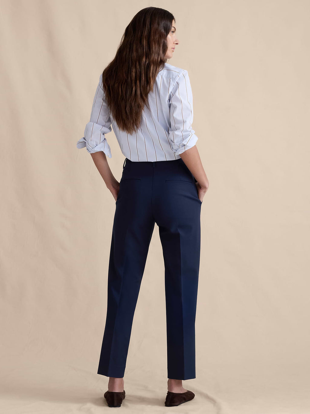 Ultra High-Rise Modern Slim City Stretch Ankle Pant - Navy Blue