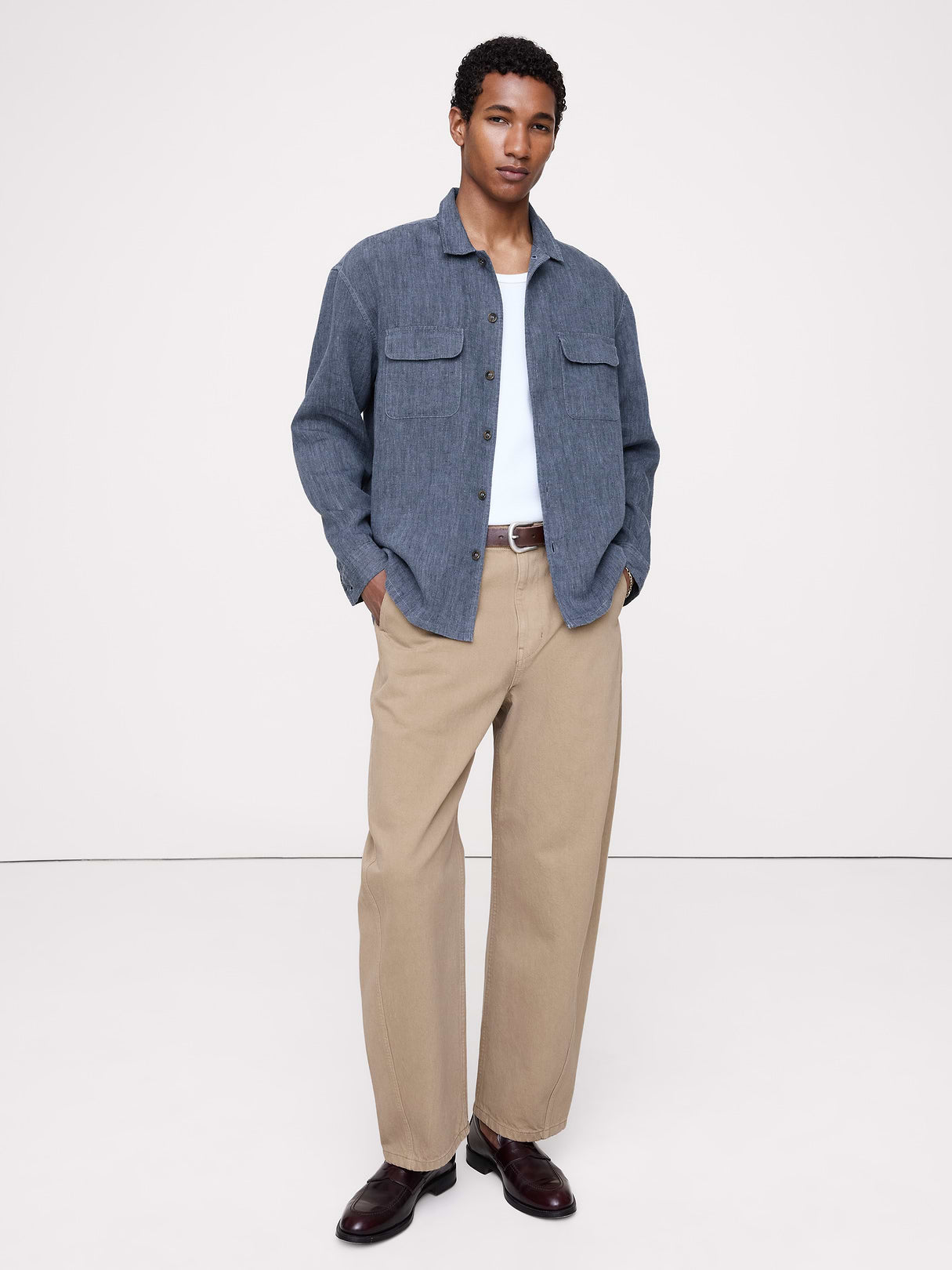 Relaxed-Fit Linen Resort Shirt - Blue