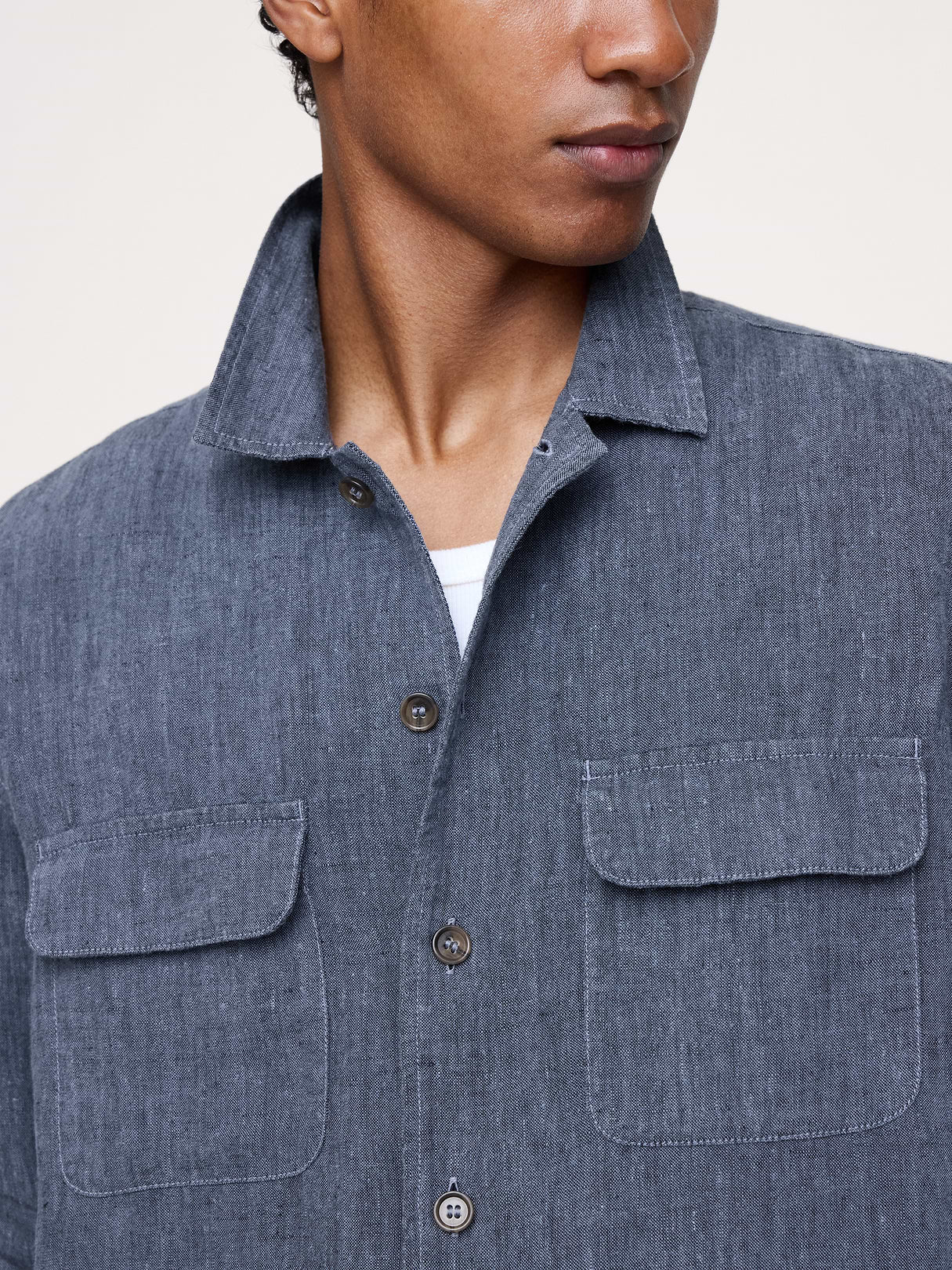 Relaxed-Fit Linen Resort Shirt - Blue