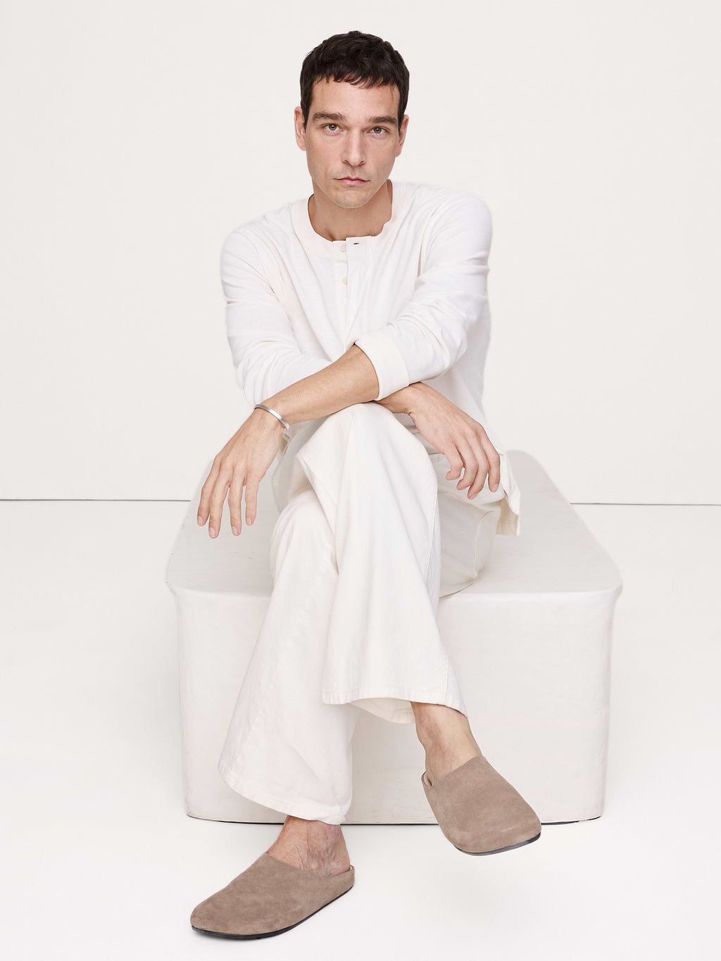 Leather Clog - Sanded Khaki Beige