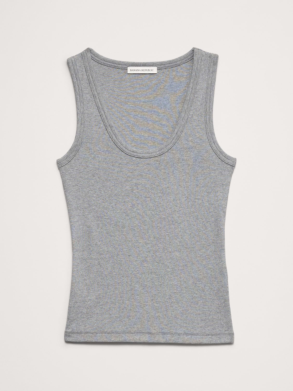 Ribbed Scoop-Neck Tank - Heather Gray