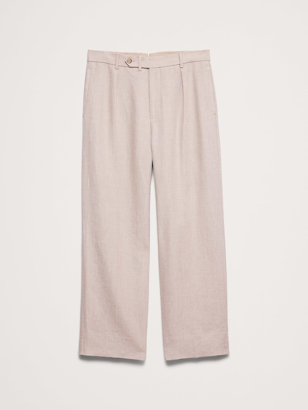 Loose Pleated Linen Dress Pant - Natural