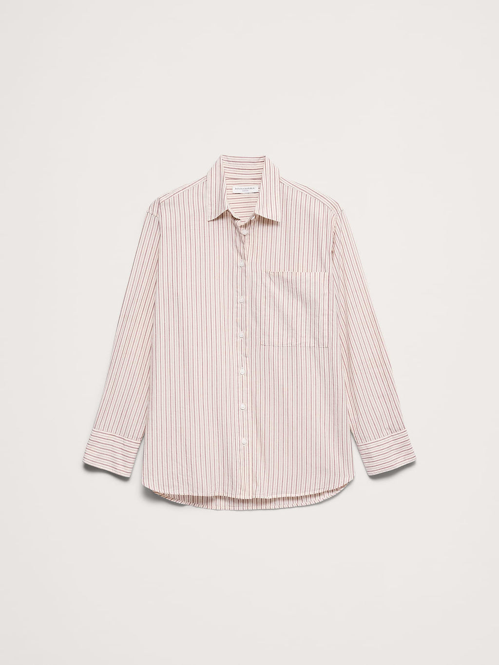 The Oversized Shirt in Cotton Poplin - Brown Stripe