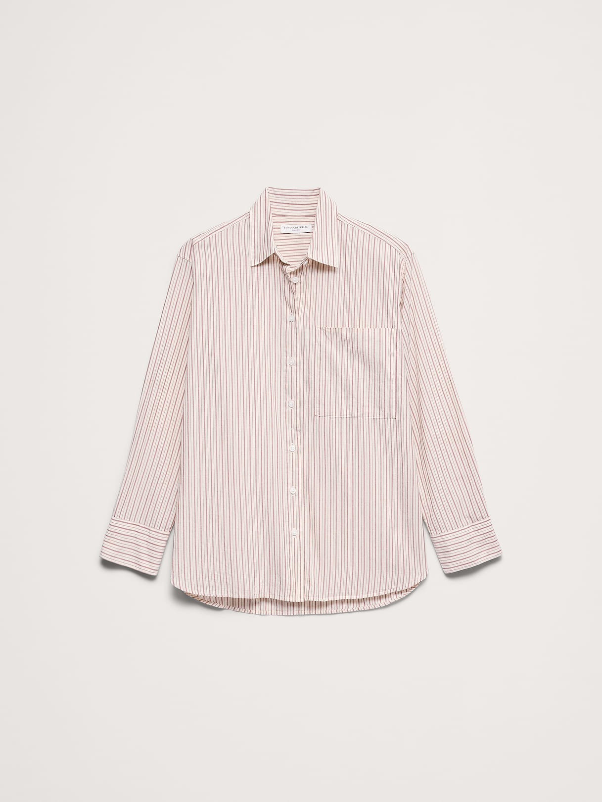 The Oversized Shirt in Cotton Poplin - Brown Stripe