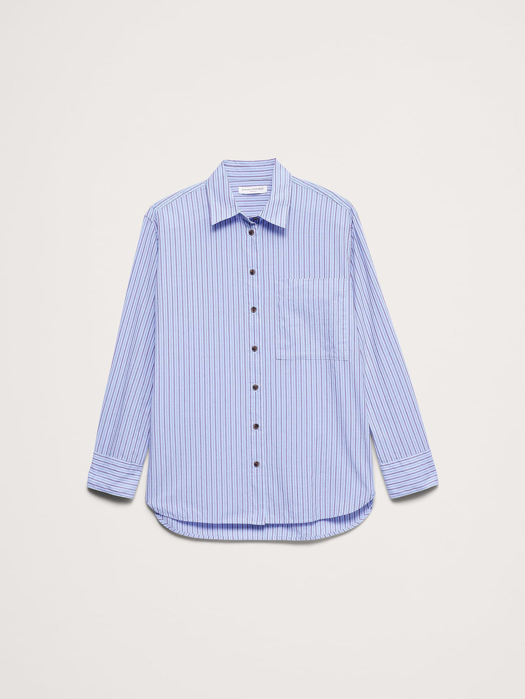 The Oversized Shirt in Cotton Poplin - Blue Opal Stripe