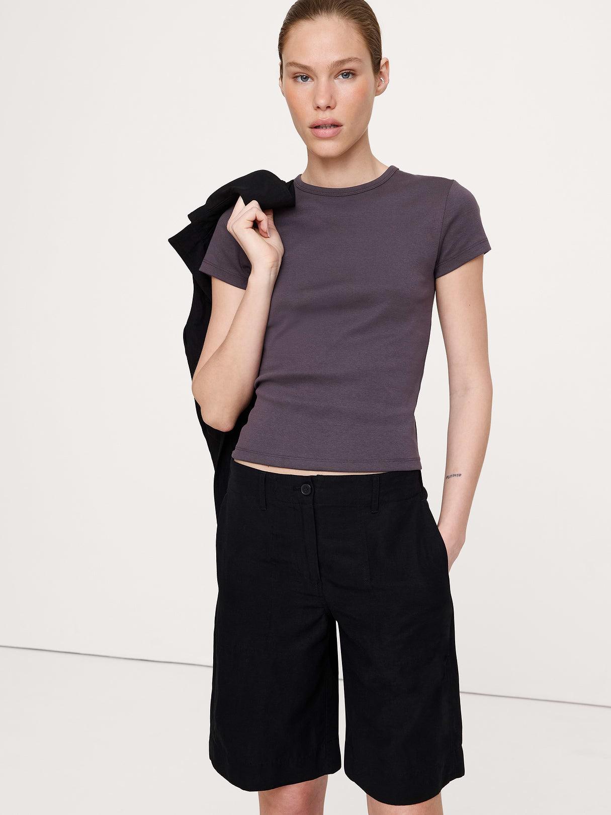 Minimalist Cotton Baby T-Shirt - Warm Charcoal Gray