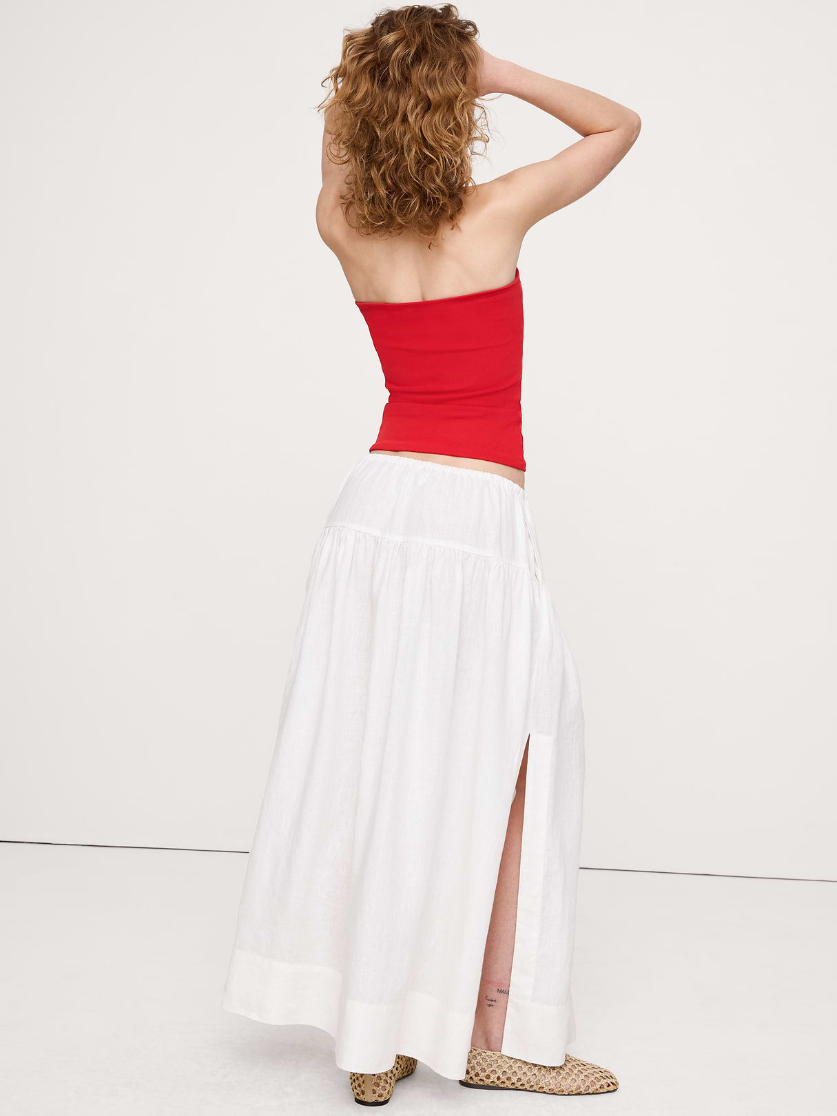 Sculpted-Stretch Tube Top - Red Tomato Paste
