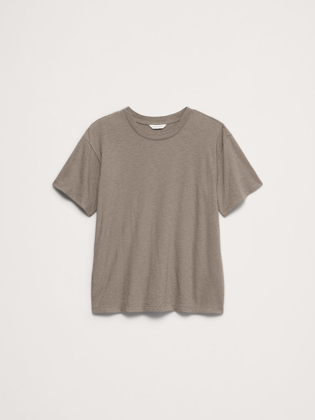 Cotton Slub Boyfriend Crew-Neck T-Shirt - Light Khaki Beige