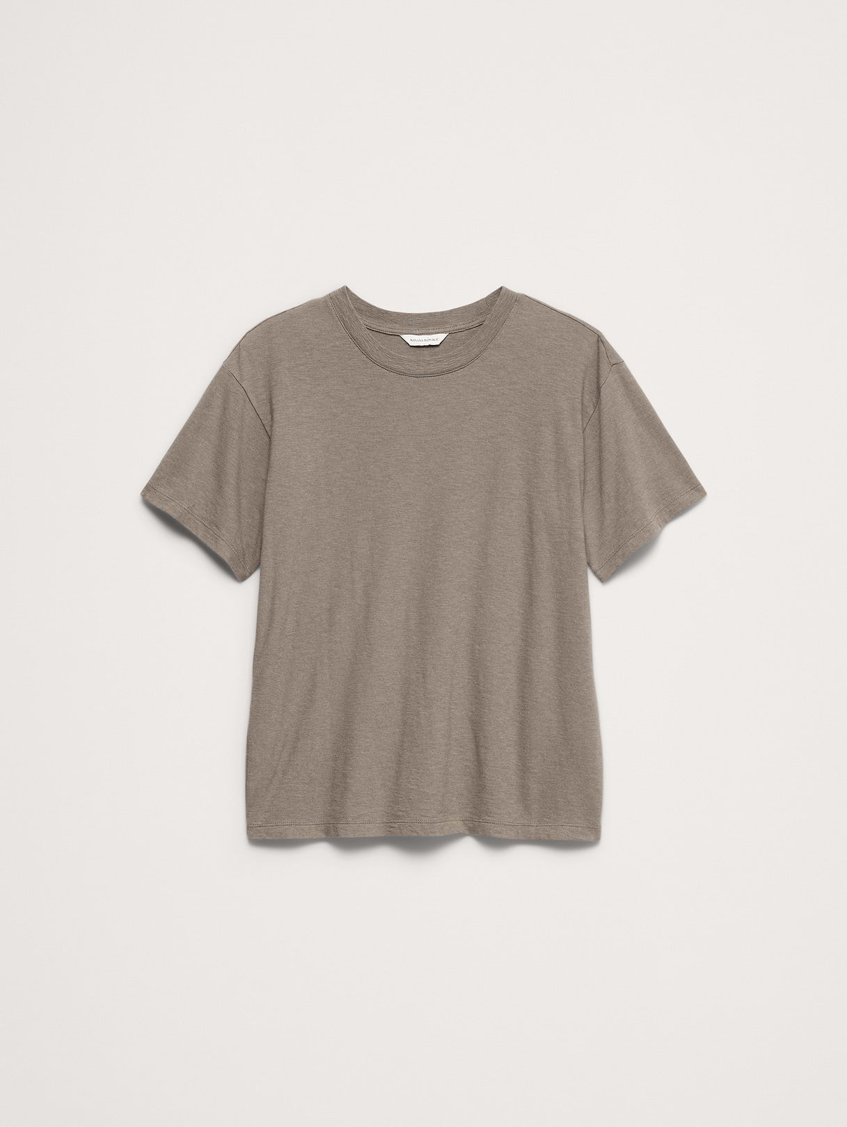 Cotton Slub Boyfriend Crew-Neck T-Shirt - Light Khaki Beige