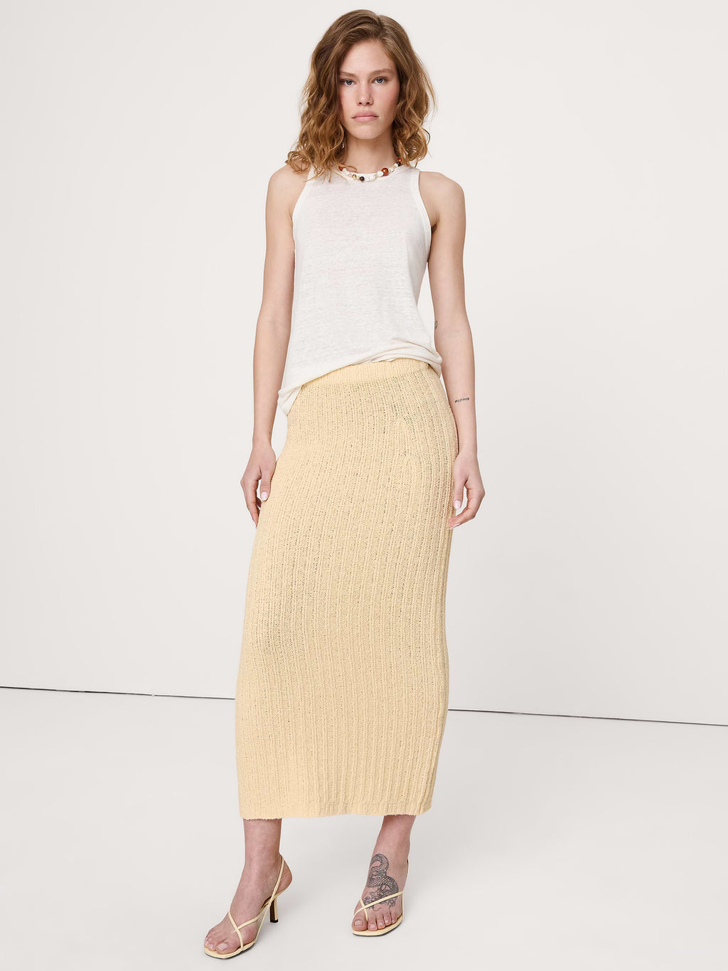 Bouclé Cotton Sweater Skirt - Butter Yellow
