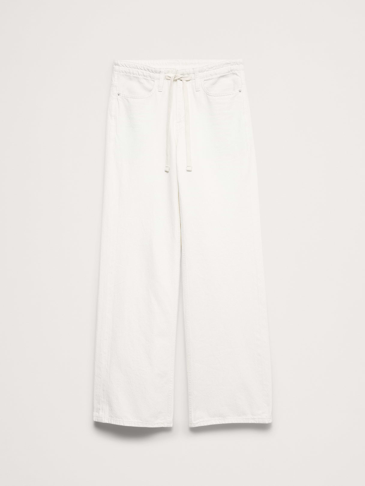 Mid-Rise Wide-Leg Drawstring Jean - Bright White
