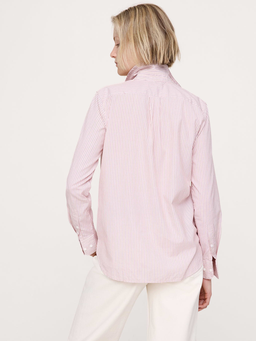 The Everyday Shirt in Cotton Poplin - Pink Stripe
