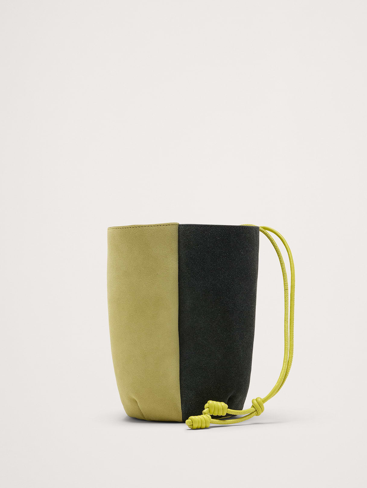 Color-block Suede Tulip Bag - Pistachio Green