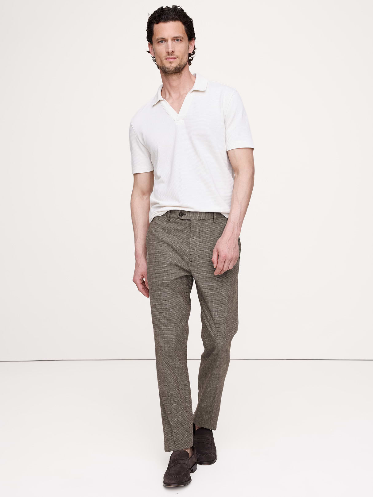 Slim Wrinkle-Resistant Dress Pant - Brown Houndstooth