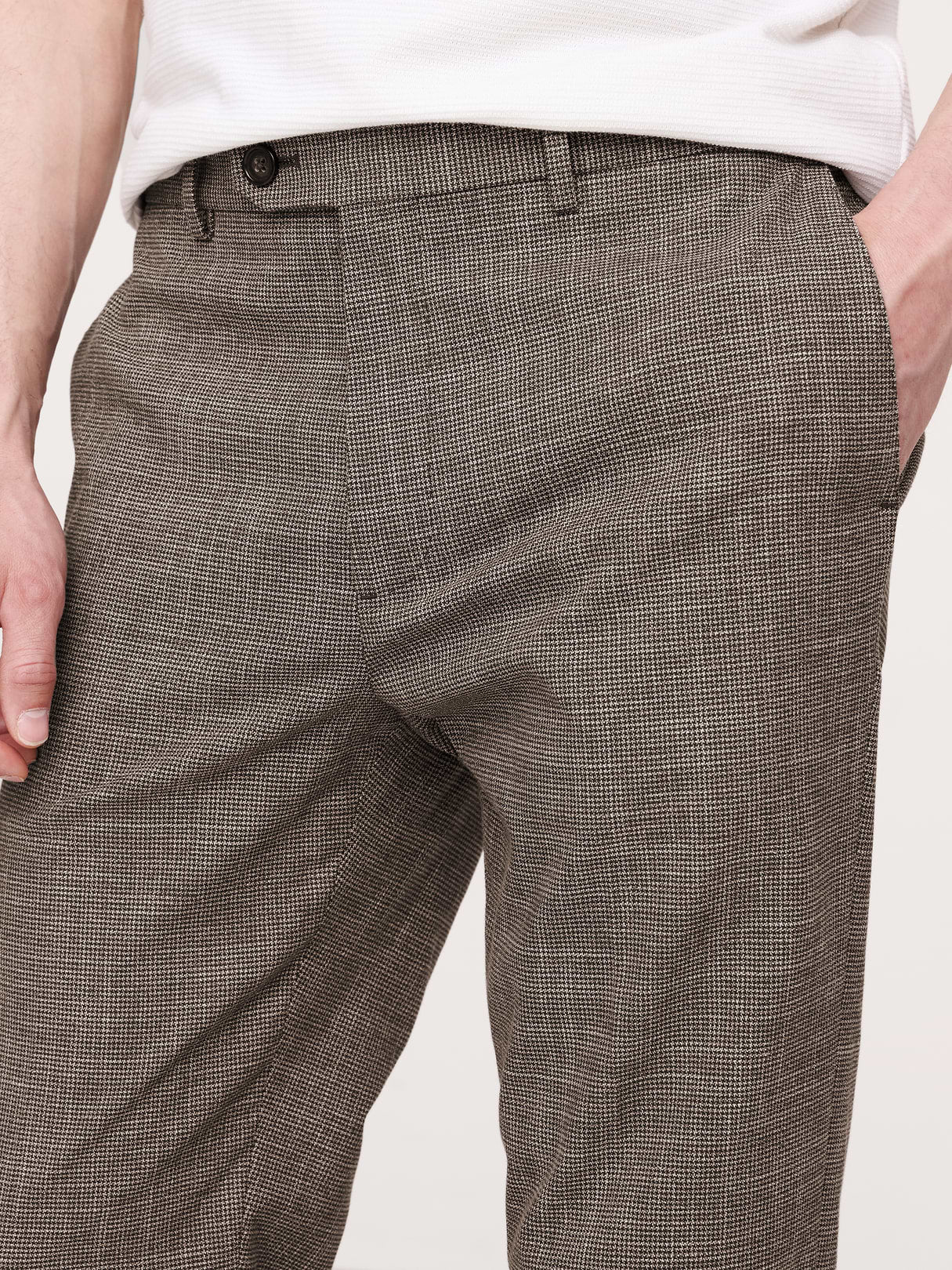 Slim Wrinkle-Resistant Dress Pant - Brown Houndstooth