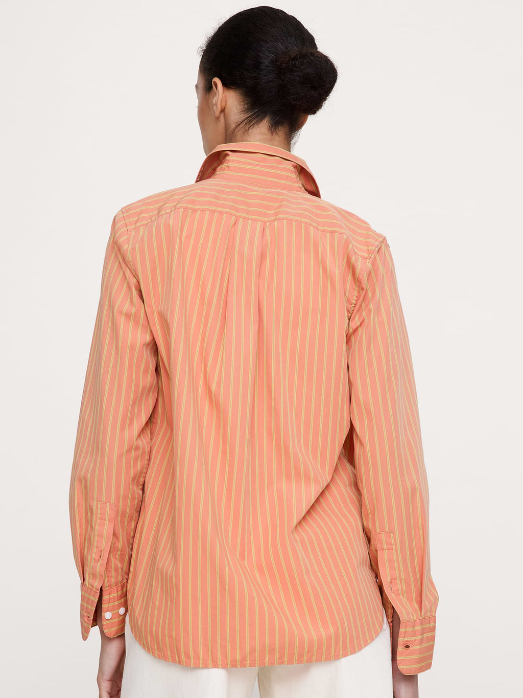 The Everyday Shirt in Cotton Poplin - Orange Mini Stripe