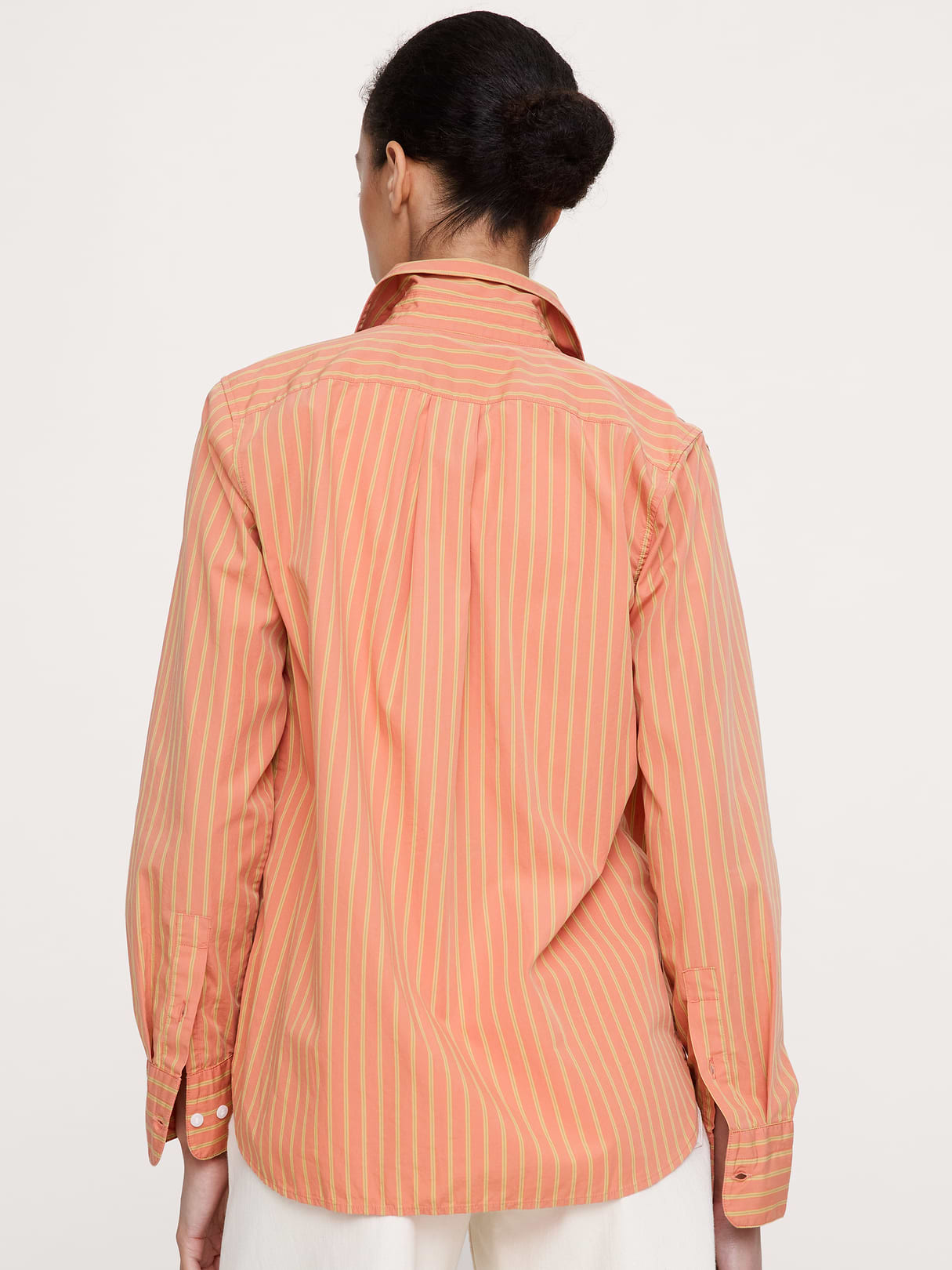 The Everyday Shirt in Cotton Poplin - Orange Mini Stripe