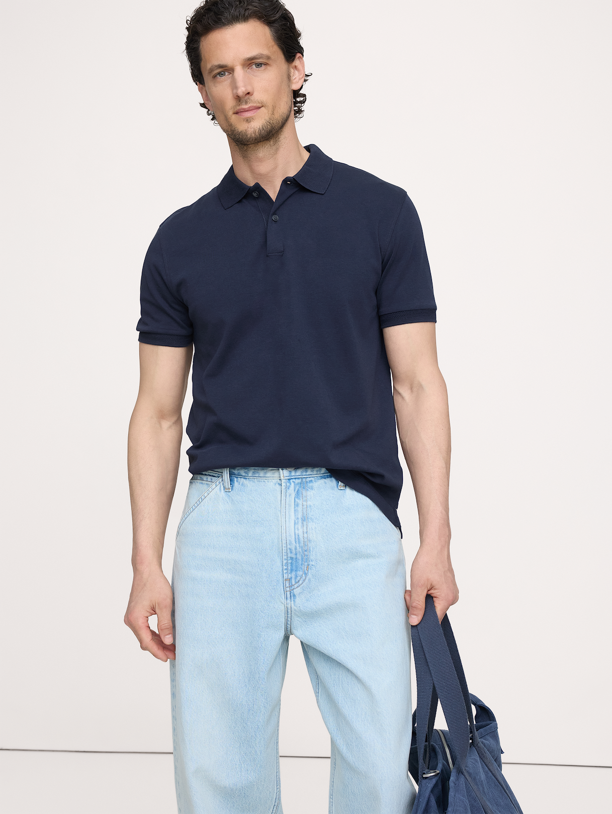 Luxury-Touch Polo - Navy Blue